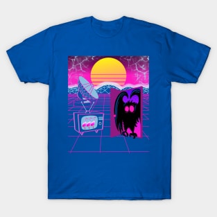 Mothman Figure Cryptid Vapor Wave Art T-Shirt